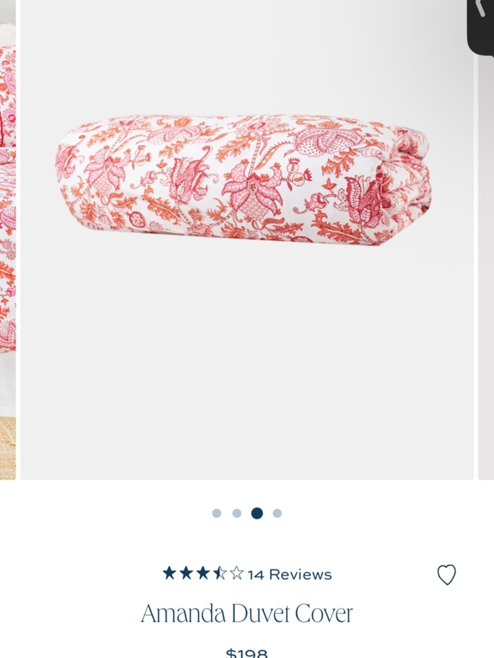 Roller Rabbit Amanda Duvet Cover in White with Pink and Coral Floral Print